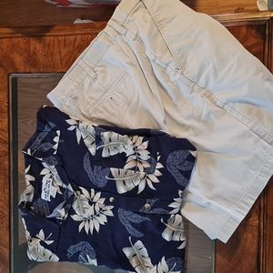 Dressy Men Bundle Tropical Shirt and Shorts NWOT  44 shorts and 2X top
